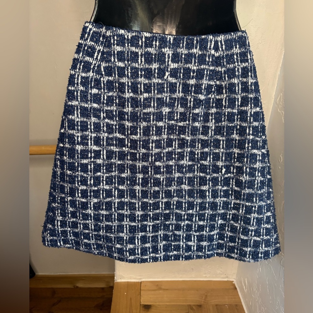 CeCe Navy & White Tweed Mini Skirt sz small - Picture 7 of 8